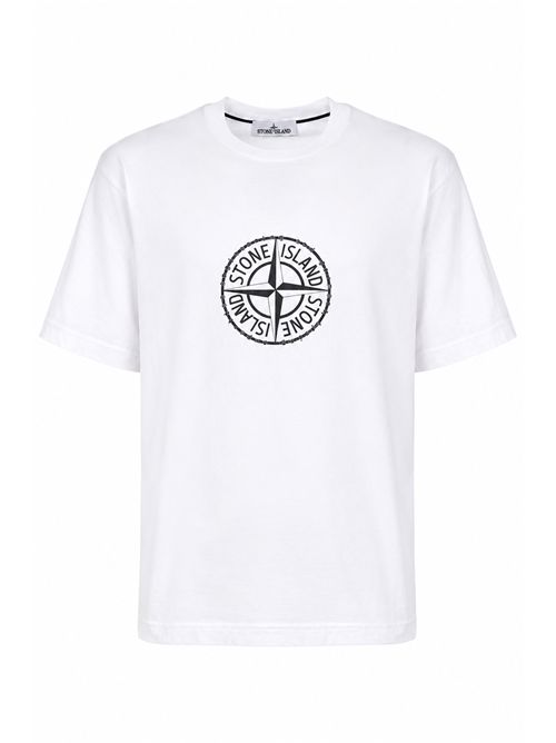 T-shirt 2100001 in cotone con stampa logo Bianco STONE ISLAND | 2100001S0362V0001